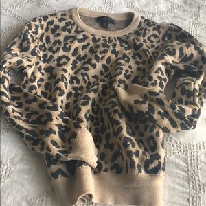 J.Crew Leopard print crew neck sweater